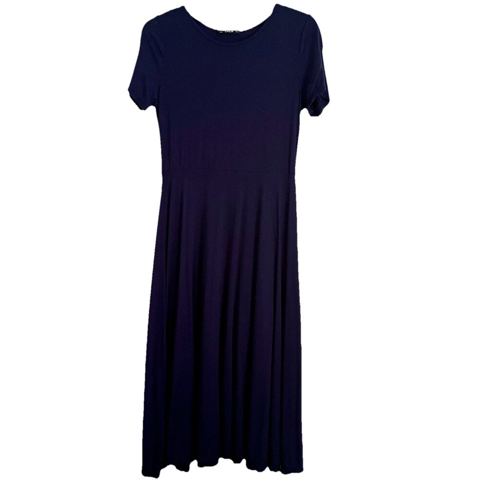SHEIN Midi Dress L Navy Blue Short Sleeve Casual Classic Comfort